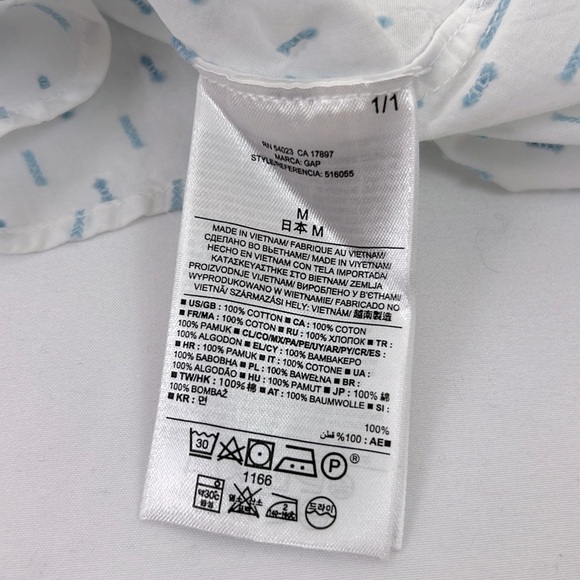 Gap New Women’s M Roll-up Tab Sleeve Half Button Up Curved Hemline Shirt - Picture 6 of 9